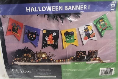 Banner de Halloween 36" fieltro callejero artesanía kit búho murciélago Frankenstein gato bruja casa Foto 1 de 4
