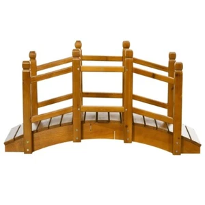 Outsunny Backyard Garden Bridge w/ Safety Railings for Pond Creek Stream, Brown - Picture 1 of 11