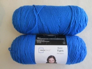 Royal Blue Acrylic Yarn 7 Oz 397 Yards Two Skeins Mainstays New - Picture 1 of 3
