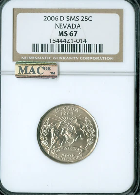 2006 D NEVADA QUARTER NGC MS67 SMS - Image 1 of 2