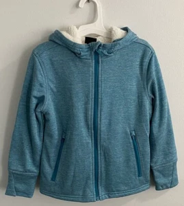 Boys' High Pile Fleece-Lined Full Zip Sweatshirt - All In Motion Size XS Teal - Picture 1 of 5