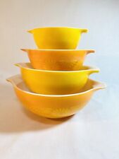 Pyrex Yellow/Orange Sunflower Daisy Cinderella Nesting Bowls ~ Set of 4 Vintage