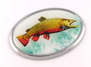 Fishing Brook Trout Emblem CAR Auto Boat Chrome Decal Badge - Foto 1 di 1