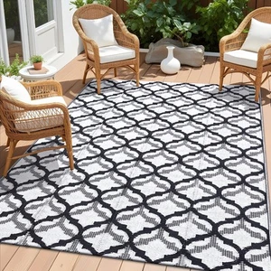 Reversible Outdoor Rug 5x8 ft Clearance, Waterproof Outdoor Plastic Straw Rug... - Picture 1 of 6