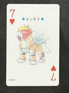 Pokemon Entei 7 of Hearts Gold Deck Ho-oh Playing Card Poker Nintendo EX - Picture 1 of 10
