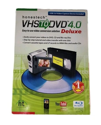 Honestech VHS to DVD 4.0 Deluxe LP & Cassette to CD & WMA file converter Sealed - Image 1 of 4