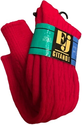 Calcetines De Colección EJ Gitano Años 80 Tejido con Cable Rojo Nuevo de Lote Antiguo Medias Escuela Niña EE. UU. Calcetín 7.5-9 Foto 1 de 4