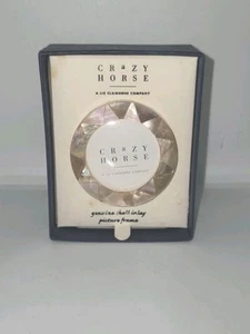 Crazy Horse Light Pinkish Beige Shell Inlay Circular Miniature Picture Frame 2" - Picture 1 of 8