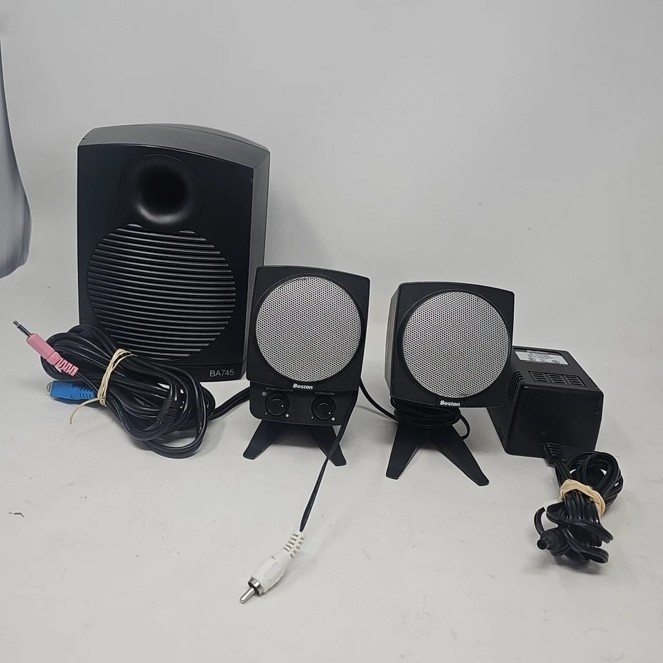 Boston Acoustics BA745 2.1 Computer Speaker System Sub & 2 Satellites *TESTED* - Image 1 of 4