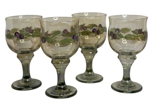 VTG Pfaltzgraff Jamberry Iridescent Goblets 3.5"x7" Set of 4 Wine Glasses Retro - Picture 1 of 6