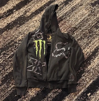 Vintage Fox Racing Monster Energy Ricky Carmichael Zip Up Hoodie Skater Sz Small - Image 1 of 4