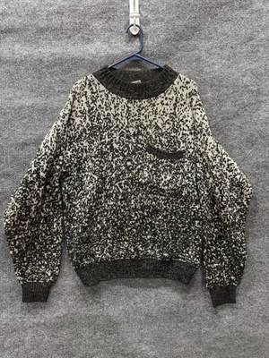 VINTAGE Le Tigre Sweater Mens Medium Black White Marled Crewneck Made in USA 80s - Image 1 of 4