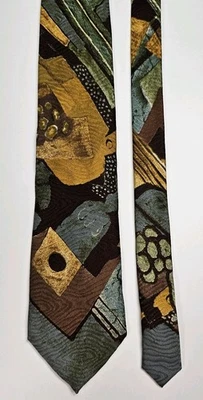 Corbata Bugatchi Uomo Para Hombre Marrón Tostado Azul Naranja Geométrica Italia Diseñador Foto 1 de 4