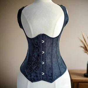 Corset Vest Bustier Underbust Steel Boned Vintage Bodice Waist Trainer Lace Up - Picture 1 of 7