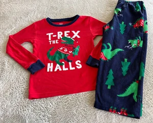 Carters Boys Red Blue Green T-Rex Dinosaur Christmas Pajamas 5T - Picture 1 of 9