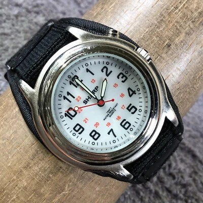 Reloj deportivo Sharp para hombre SHP5755 negro imitación cuero visión nocturna cuarzo 41 mm 7 1/2" Foto 1 de 4