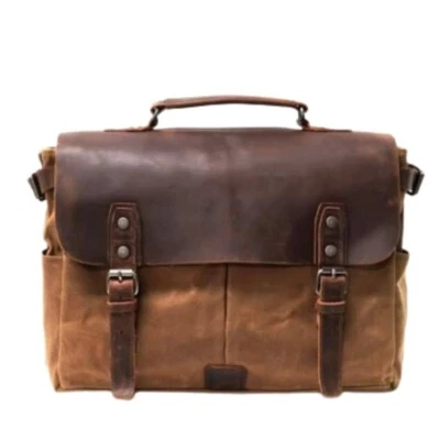 Bolso de Hombro Mensajero Cartera Hombre Negocios Maletín Portátil Cuero Vintage Bro Foto 1 de 4