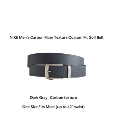 NIKE GOLF BELT Nike Acu Fit Carbon Fiber Texture One Size Adjustable Belt for Men Dark Gray $38