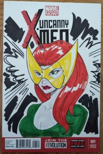 CUBIERTA DE BOCETO ORIGINAL TOM HODGES UNCANNY X-MEN #1 CLÁSICA JEAN GRIS MARVEL CHICA - Imagen 1 de 1