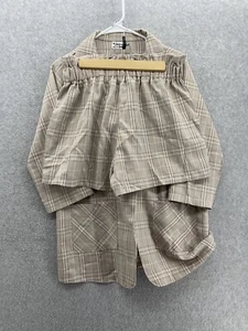 Unbranded Women's Shorts Suit Set Mauve Plaid 3/4 Sleeve Size Medium - Picture 1 of 16