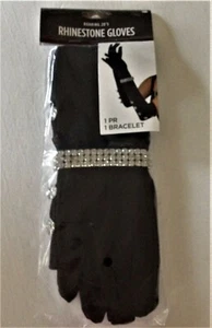 Adult ROARING 20's Costume GLOVES & FAUX RHINESTONE BRACELET NEW Flapper Long - Picture 1 of 2