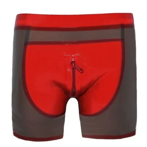 Pantalones Cortos Látex - Transparente con Borde Rojo Talla:L(3778) - Imagen 1 de 6