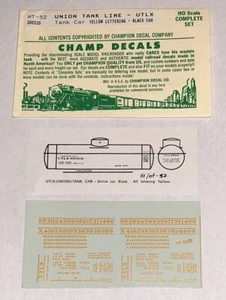CHAMP HO DECAL-UNION TANK LINE/UTLX TANK CAR-BLACK w/YELLOW LETTERING #HT-52 - Picture 1 of 1