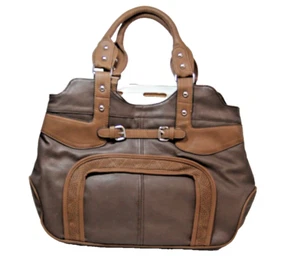 Nuevo con Etiqueta Dos Tonos Café Oscuro Cuero Marrón Peludo Bolso Cartera - Imagen 1 de 15