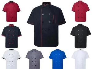 Unisex Short Sleeve Chef Coat Jacket Men Women Kitchen Workwear Cooking Uniform - Picture 1 of 90