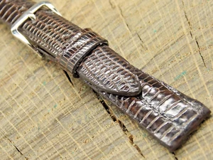 Omega Vintage Watch Band NOS Unused Brown Lizard w Silver Tone Buckle 13mm Short - Picture 1 of 4