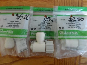 Lot of 3 Watts Push Fit 1/2" Female FIP X 3/8" CTS ANGLE VALVE Quick Connect PEX - Picture 1 of 7