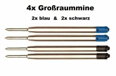 4x Metall Großraum-Mine, 2x BLAU und 2x SCHWARZ, passend für Parker-System