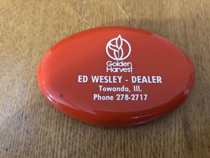 VINTAGE GOLDEN HARVEST SEED CORN ED WESLEY TOWANDA IL ADVERTISING COIN POUCH - Picture 1 of 3