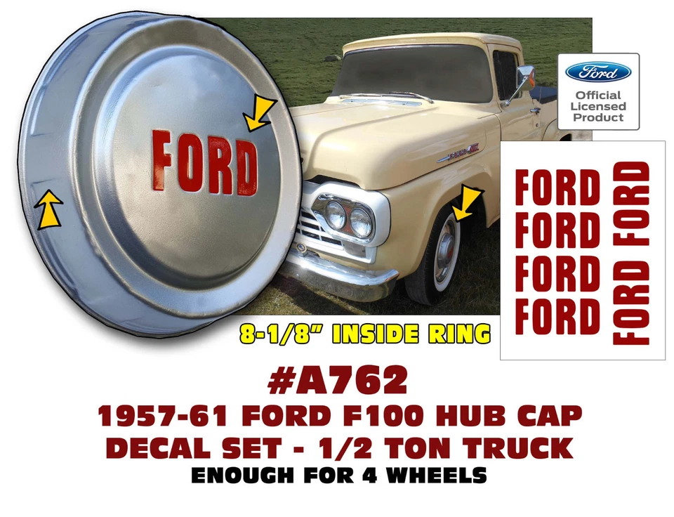 Camión Ford F100 A762 1957 1958 1959 1960 1961 - tapacubos letras Ford - 1/2 tonelada Foto 1 de 1