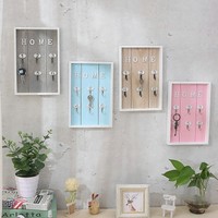 EB_ DV_ KQ_ New Wooden Key Holder Hooks Hanger Storage Box Home Living Room Wall