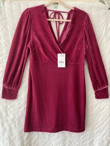 Next Cerise Velvet Mini Dress Size 12 Petite BNWT RRP £52 - Picture 1 of 10