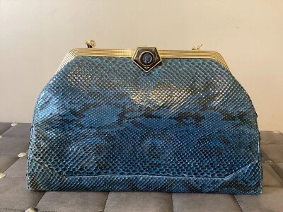 Cartera Judith Lieberman vintage azul pitón Foto 1 de 4