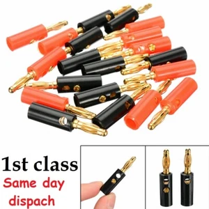4mm Banana Plug Gold Plated Connector for Jack Speaker Power Cable UK - Picture 1 of 13