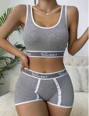 Conjunto de lencería ropa interior sujetador recortado gris “dulce” para mujer y niño talla XL Foto 1 de 4