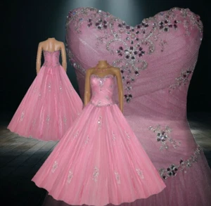 PINK Cinderella Dress Strapless Embellished Formal Gown Sweet Heart - Picture 1 of 8