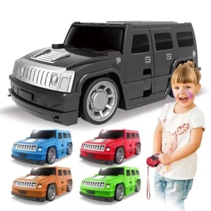 GREY HUMMER H2 CAR KIDS PULL ALONG CASE TRAVEL SUITCASE WHEELS TROLLEY CABIN - Picture 1 of 11