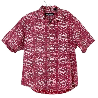 Camisa Hawaiana Reyn Spooner Hombres Mediana Roja Blanca Camisa Estampado Inverso Cara Tiki Foto 1 de 4