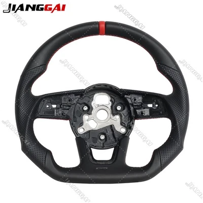 Full Leather Perforated Steering Wheel Red Line For Audi A3 A4 A5 S4 S3 RS4 17+ - Image 1 of 4
