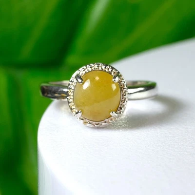 💎 10.45ct Natural Jadeite, Yellow Jade - Untreated, Burma Gem, Ring size 4.7 US - Image 1 of 4