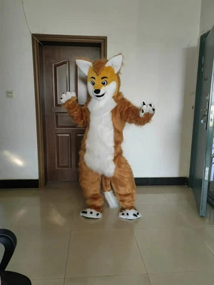 Long Fur Husky Dog Fox Mascot Costume Fursuit Halloween Suit Cosplay - Image 1 of 3
