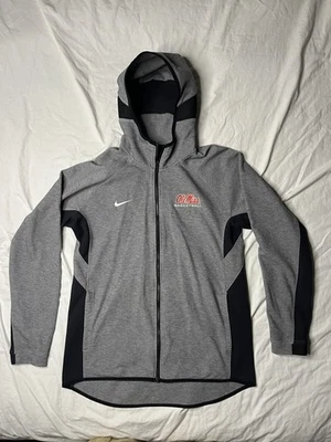 Nike Dri Ole Miss Rebels Hooded Jacket Men’s Medium Gray Basketball Full Zip - Image 1 of 4