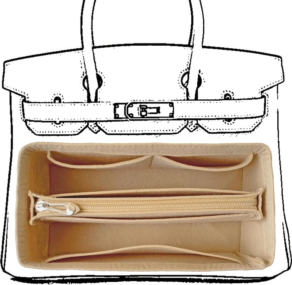 Inserção organizadora de bolsa para bolsa Birkin 35, feltro BK-35, bege  - Imagem 1 de 4