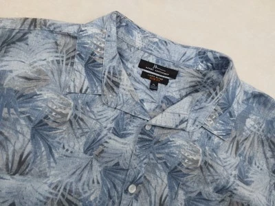 Camisa Marc Anthony Para Hombres XL Mezcla de Lino Calce Ajustado Abotonada Azul Tropical Foto 1 de 4