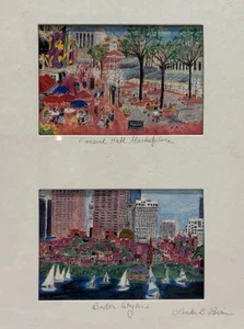 Boston City Scene Watercolors, Linda Levine, Rare Vintage Art Gifts - Picture 1 of 10