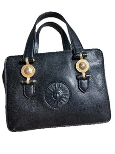 GIANNI VERSACE SUNBURST BRAUN KIESEL LEDER MINI HANDTASCHE schwarz gold authentisch - Bild 1 von 24